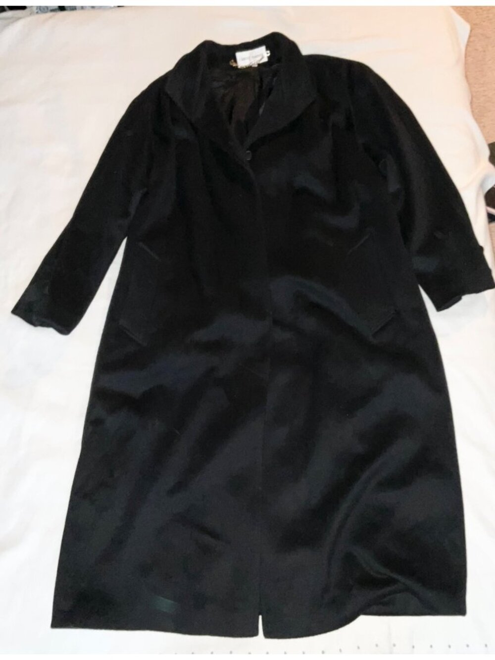 Casual Corner Women Wool blend  long black Coat SZ14 bust58in